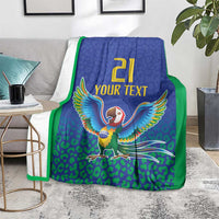 Brazil Canarinho Custom Blanket Macaw Mascot with Brazil Flag Colors