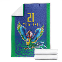 Brazil Canarinho Custom Blanket Macaw Mascot with Brazil Flag Colors