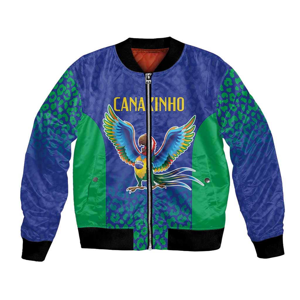 Brazil Canarinho Custom Bomber Jacket Macaw Mascot with Brazil Flag Colors