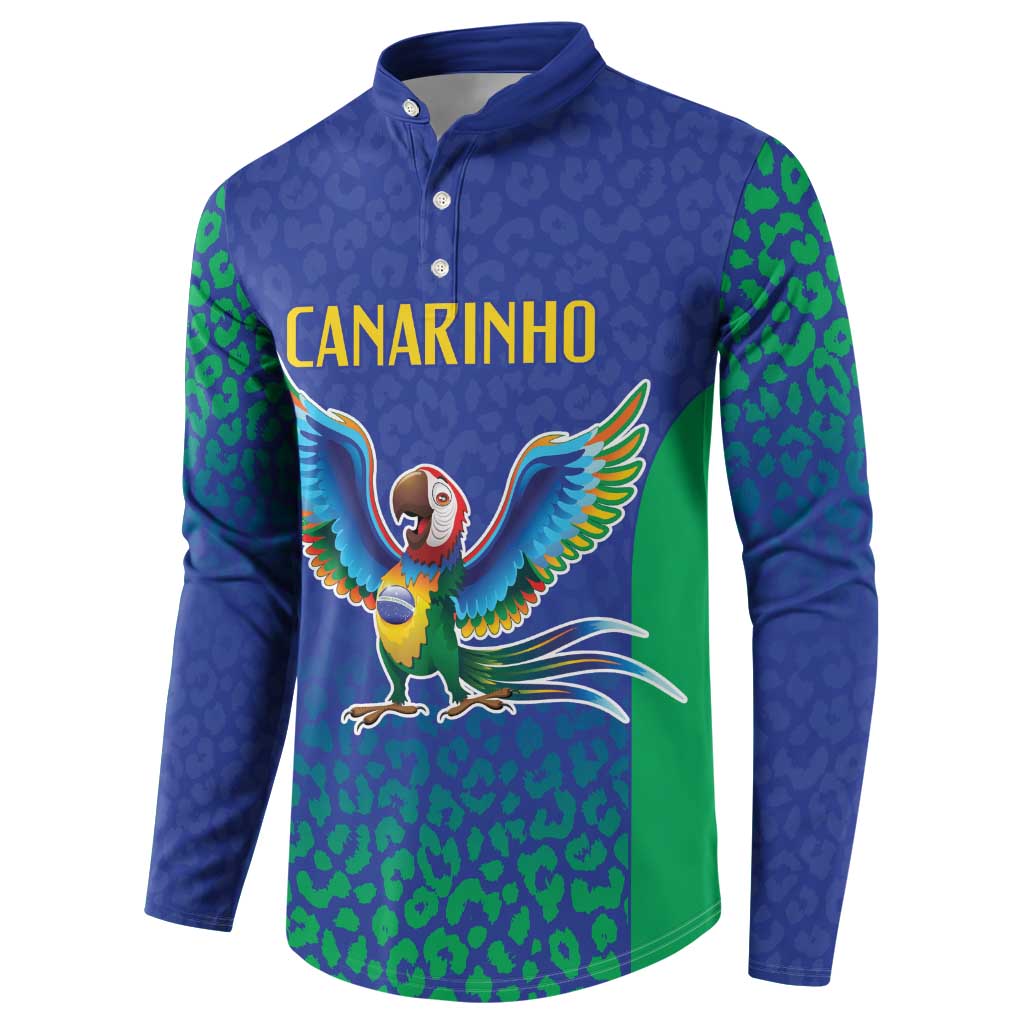 Brazil Canarinho Custom Button Sweatshirt Macaw Mascot with Brazil Flag Colors