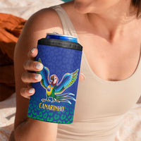Brazil Canarinho Custom 4 in 1 Can Cooler Tumbler Macaw Mascot with Brazil Flag Colors