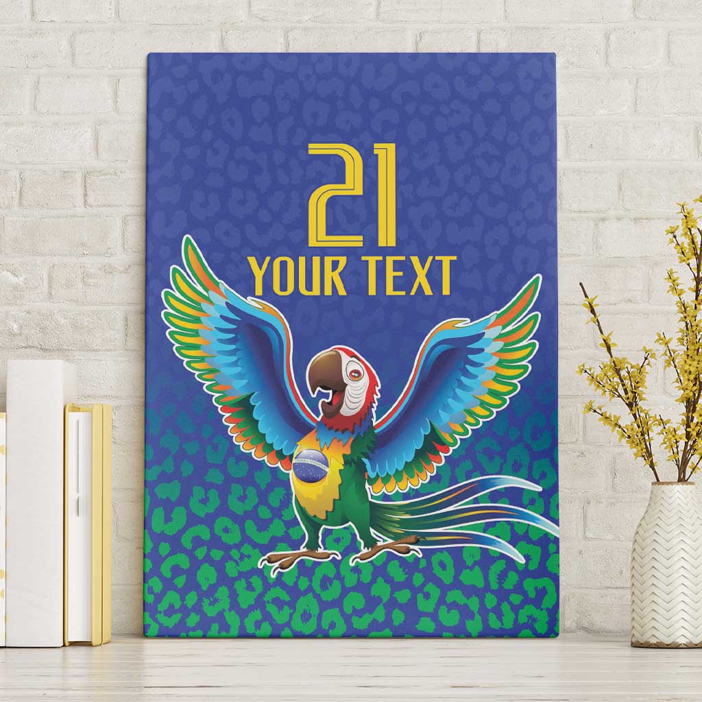 Brazil Canarinho Custom Canvas Wall Art Macaw Mascot with Brazil Flag Colors