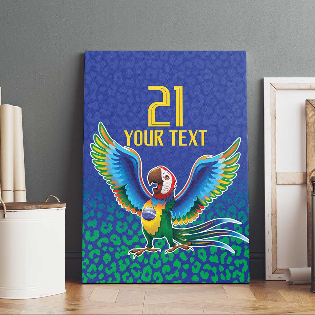 Brazil Canarinho Custom Canvas Wall Art Macaw Mascot with Brazil Flag Colors