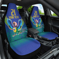 Brazil Canarinho Custom Car Seat Cover Macaw Mascot with Brazil Flag Colors
