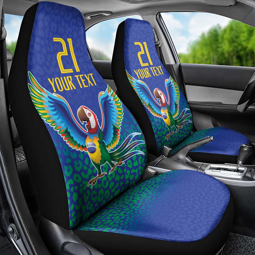 Brazil Canarinho Custom Car Seat Cover Macaw Mascot with Brazil Flag Colors