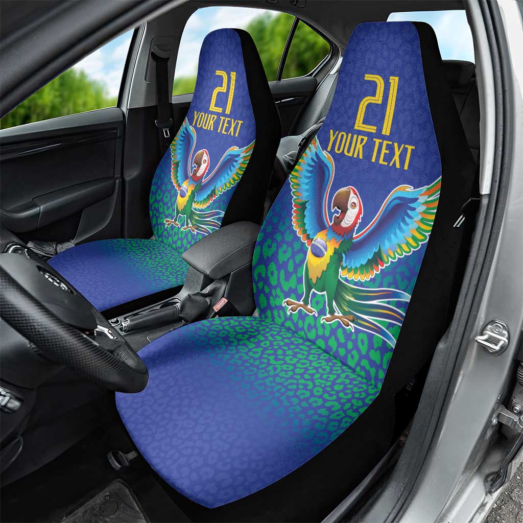 Brazil Canarinho Custom Car Seat Cover Macaw Mascot with Brazil Flag Colors