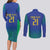 Brazil Canarinho Custom Couples Matching Long Sleeve Bodycon Dress and Long Sleeve Button Shirt Macaw Mascot with Brazil Flag Colors