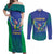 Brazil Canarinho Custom Couples Matching Off Shoulder Maxi Dress and Long Sleeve Button Shirt Macaw Mascot with Brazil Flag Colors