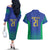 Brazil Canarinho Custom Couples Matching Off The Shoulder Long Sleeve Dress and Hawaiian Shirt Macaw Mascot with Brazil Flag Colors