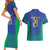 Brazil Canarinho Custom Couples Matching Short Sleeve Bodycon Dress and Hawaiian Shirt Macaw Mascot with Brazil Flag Colors