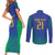 Brazil Canarinho Custom Couples Matching Short Sleeve Bodycon Dress and Long Sleeve Button Shirt Macaw Mascot with Brazil Flag Colors