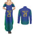Brazil Canarinho Custom Couples Matching Summer Maxi Dress and Long Sleeve Button Shirt Macaw Mascot with Brazil Flag Colors