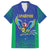 Brazil Canarinho Custom Family Matching Off The Shoulder Long Sleeve Dress and Hawaiian Shirt Macaw Mascot with Brazil Flag Colors