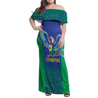 Brazil Canarinho Custom Family Matching Off Shoulder Maxi Dress and Hawaiian Shirt Macaw Mascot with Brazil Flag Colors