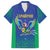 Brazil Canarinho Custom Family Matching Off Shoulder Short Dress and Hawaiian Shirt Macaw Mascot with Brazil Flag Colors
