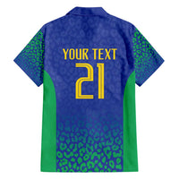 Brazil Canarinho Custom Family Matching Off Shoulder Short Dress and Hawaiian Shirt Macaw Mascot with Brazil Flag Colors