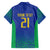 Brazil Canarinho Custom Family Matching Off Shoulder Short Dress and Hawaiian Shirt Macaw Mascot with Brazil Flag Colors