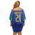 Brazil Canarinho Custom Family Matching Off Shoulder Short Dress and Hawaiian Shirt Macaw Mascot with Brazil Flag Colors