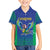 Brazil Canarinho Custom Family Matching Off Shoulder Short Dress and Hawaiian Shirt Macaw Mascot with Brazil Flag Colors
