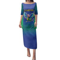 Brazil Canarinho Custom Family Matching Puletasi and Hawaiian Shirt Macaw Mascot with Brazil Flag Colors