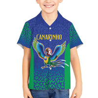 Brazil Canarinho Custom Family Matching Summer Maxi Dress and Hawaiian Shirt Macaw Mascot with Brazil Flag Colors