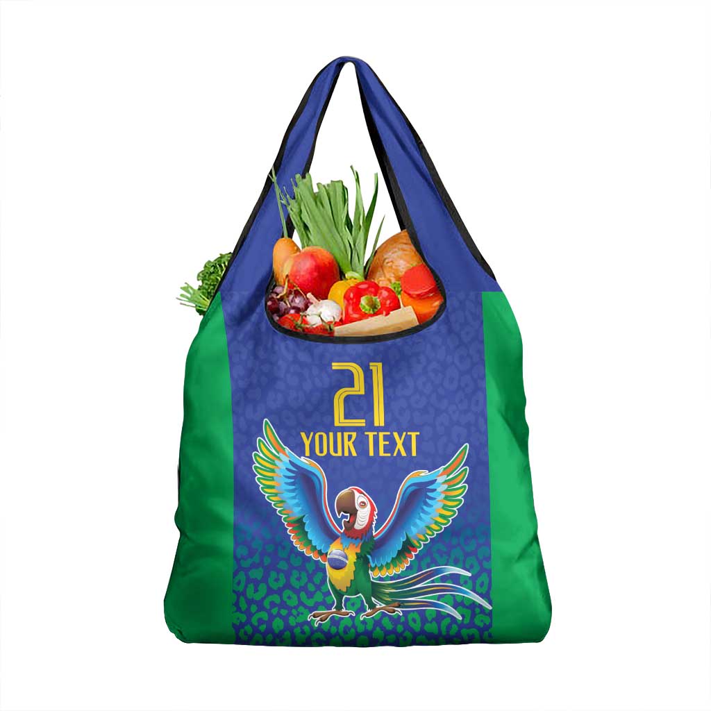 Brazil Canarinho Custom Grocery Bag Macaw Mascot with Brazil Flag Colors