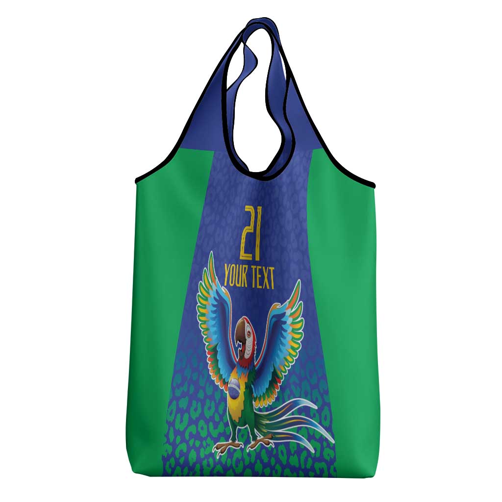 Brazil Canarinho Custom Grocery Bag Macaw Mascot with Brazil Flag Colors