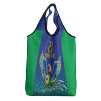Brazil Canarinho Custom Grocery Bag Macaw Mascot with Brazil Flag Colors