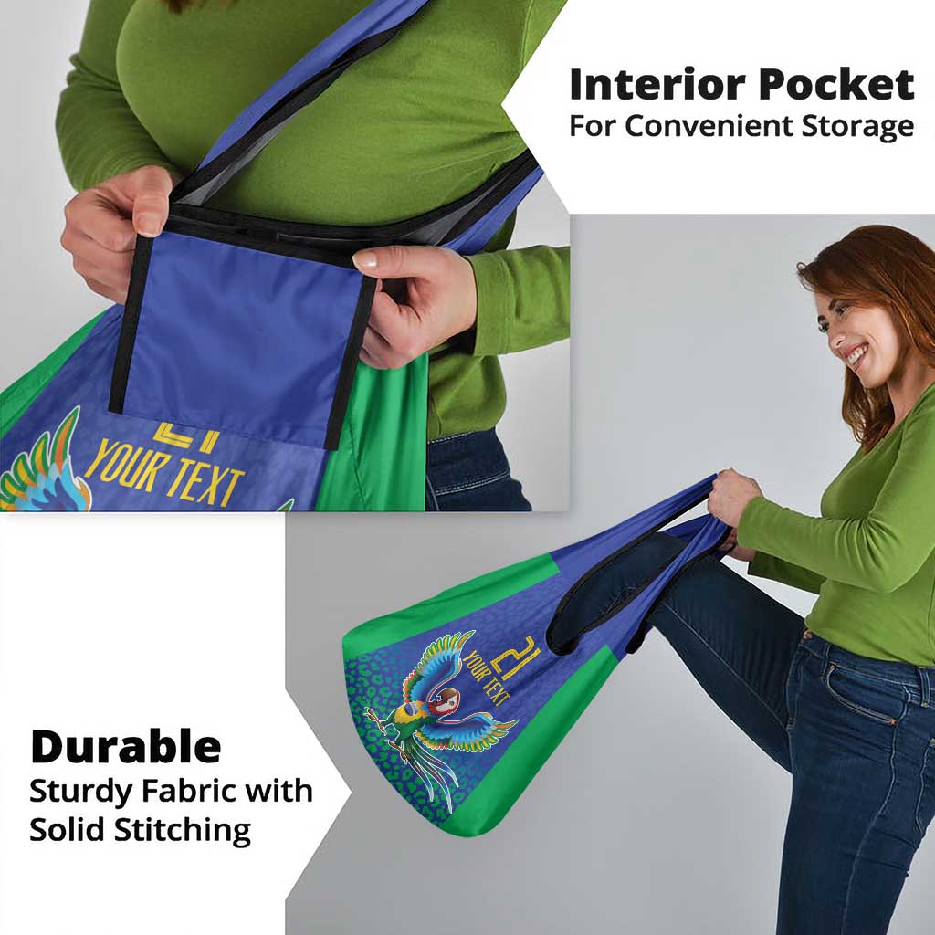 Brazil Canarinho Custom Grocery Bag Macaw Mascot with Brazil Flag Colors