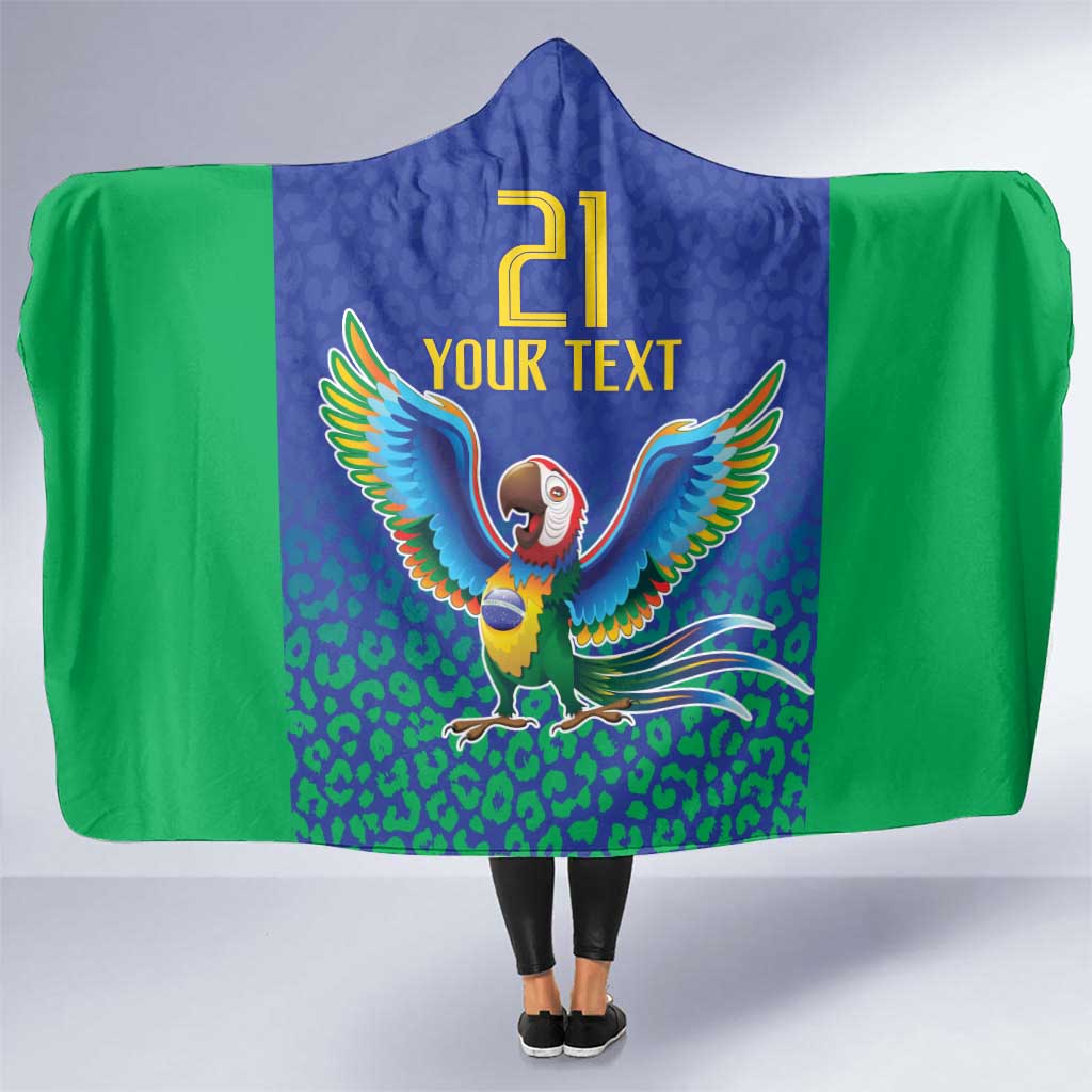 Brazil Canarinho Custom Hooded Blanket Macaw Mascot with Brazil Flag Colors