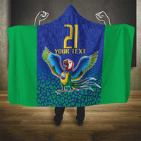 Brazil Canarinho Custom Hooded Blanket Macaw Mascot with Brazil Flag Colors