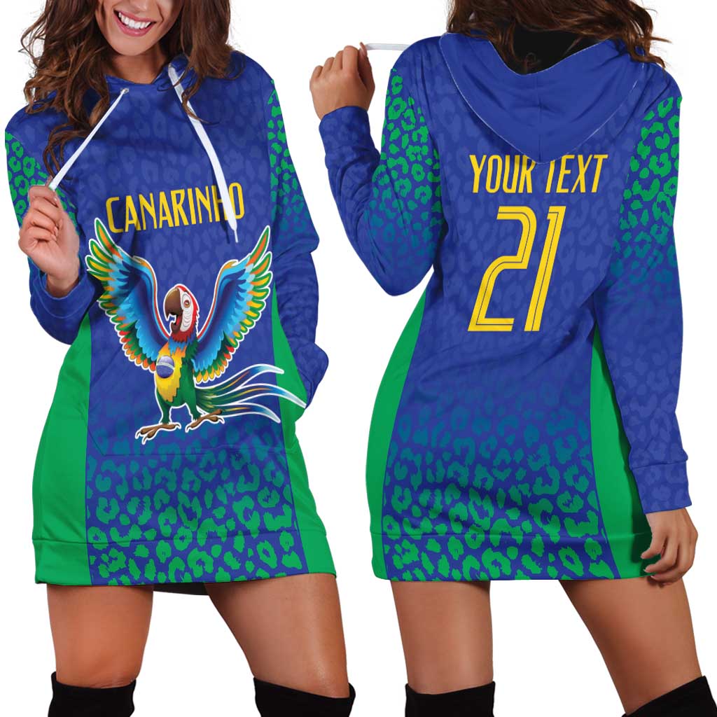 Brazil Canarinho Custom Hoodie Dress Macaw Mascot with Brazil Flag Colors