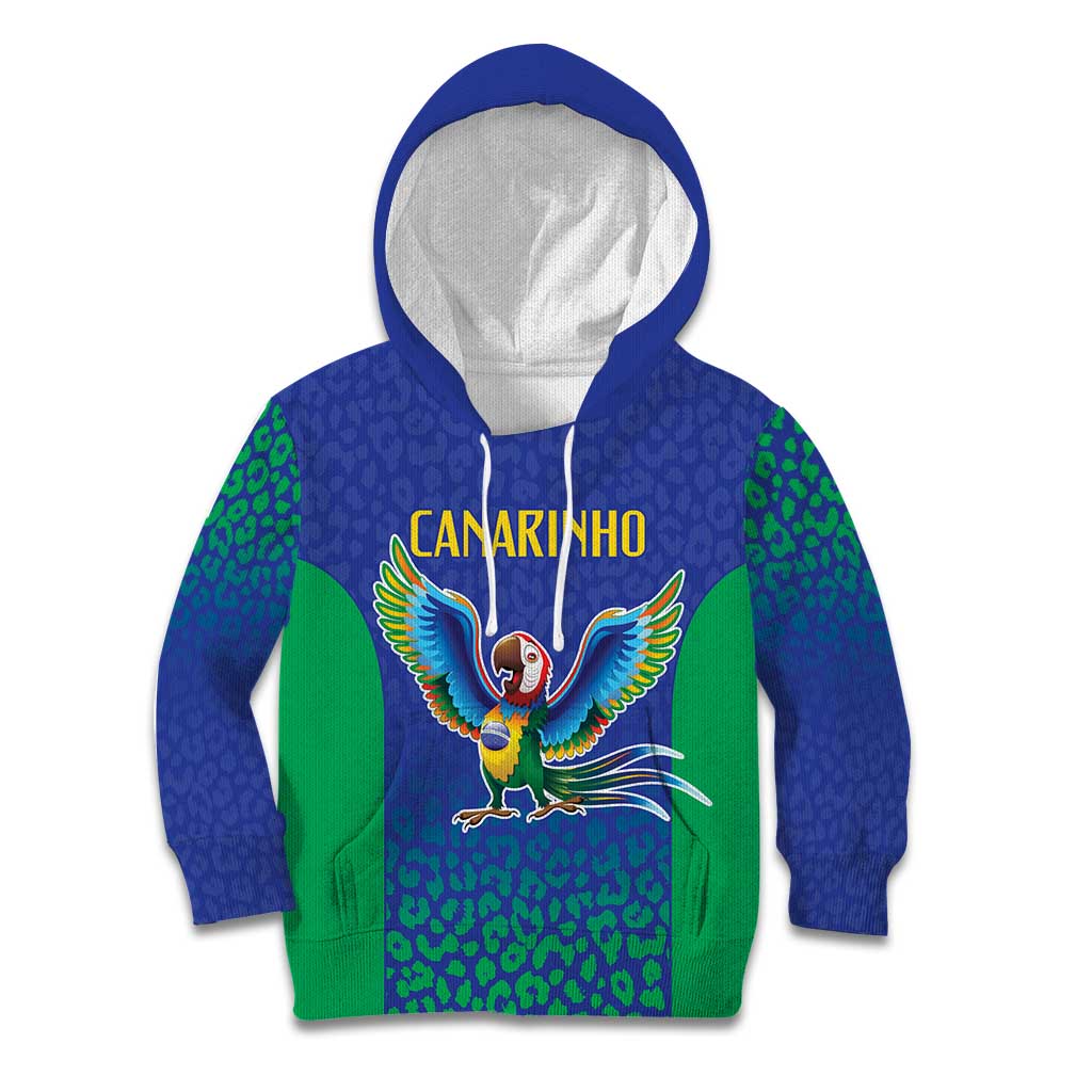 Brazil Canarinho Custom Kid Hoodie Macaw Mascot with Brazil Flag Colors