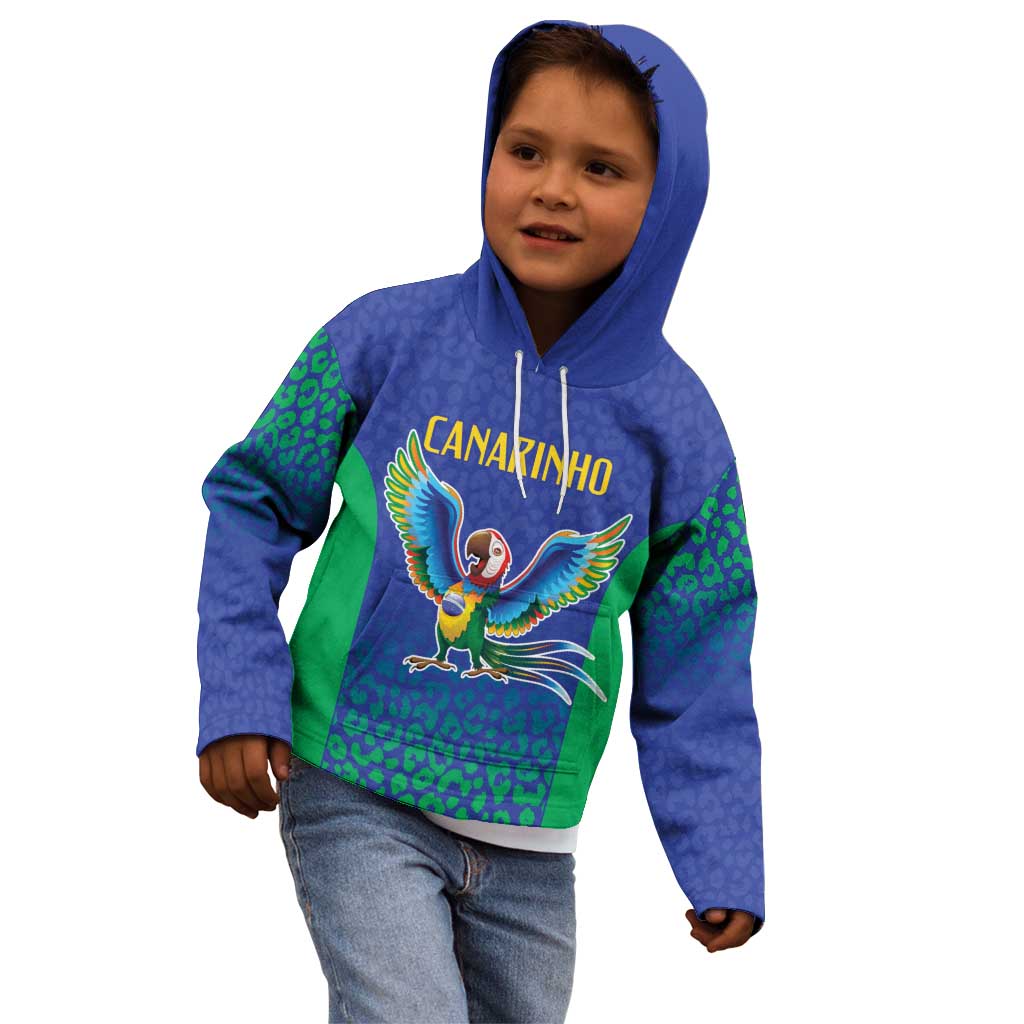 Brazil Canarinho Custom Kid Hoodie Macaw Mascot with Brazil Flag Colors