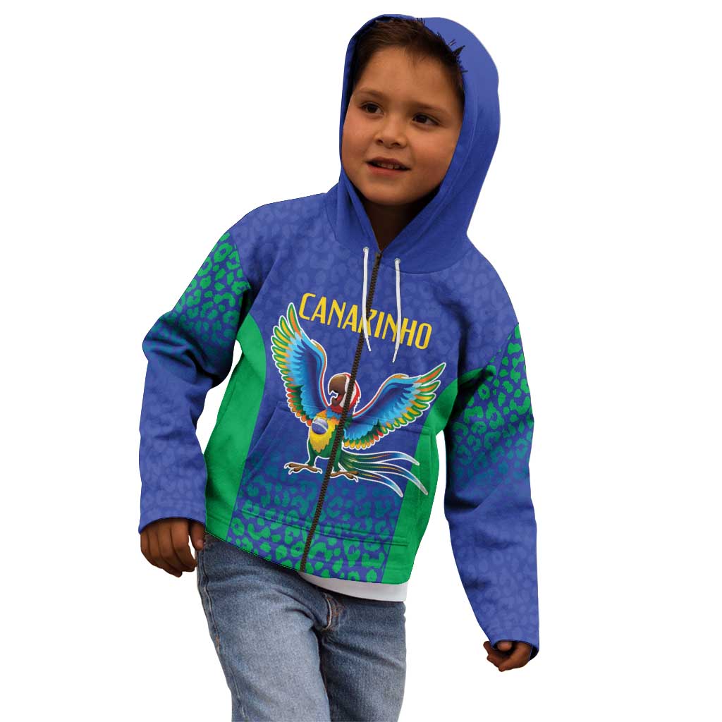 Brazil Canarinho Custom Kid Hoodie Macaw Mascot with Brazil Flag Colors