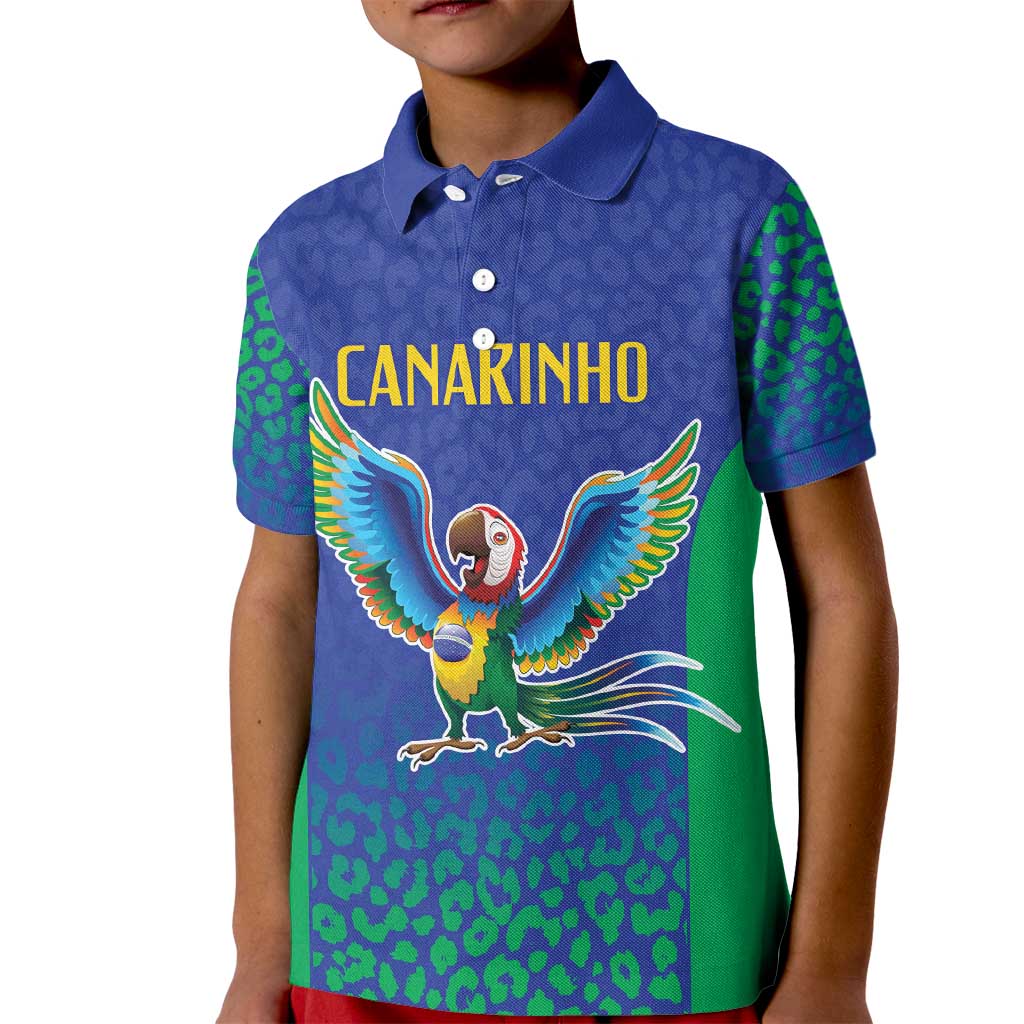 Brazil Canarinho Custom Kid Polo Shirt Macaw Mascot with Brazil Flag Colors