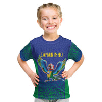 Brazil Canarinho Custom Kid T Shirt Macaw Mascot with Brazil Flag Colors