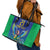 Brazil Canarinho Custom Leather Tote Bag Macaw Mascot with Brazil Flag Colors