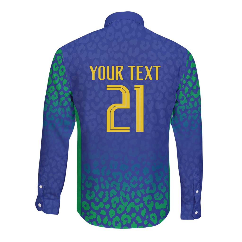 Brazil Canarinho Custom Long Sleeve Button Shirt Macaw Mascot with Brazil Flag Colors
