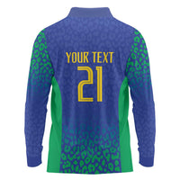 Brazil Canarinho Custom Long Sleeve Polo Shirt Macaw Mascot with Brazil Flag Colors