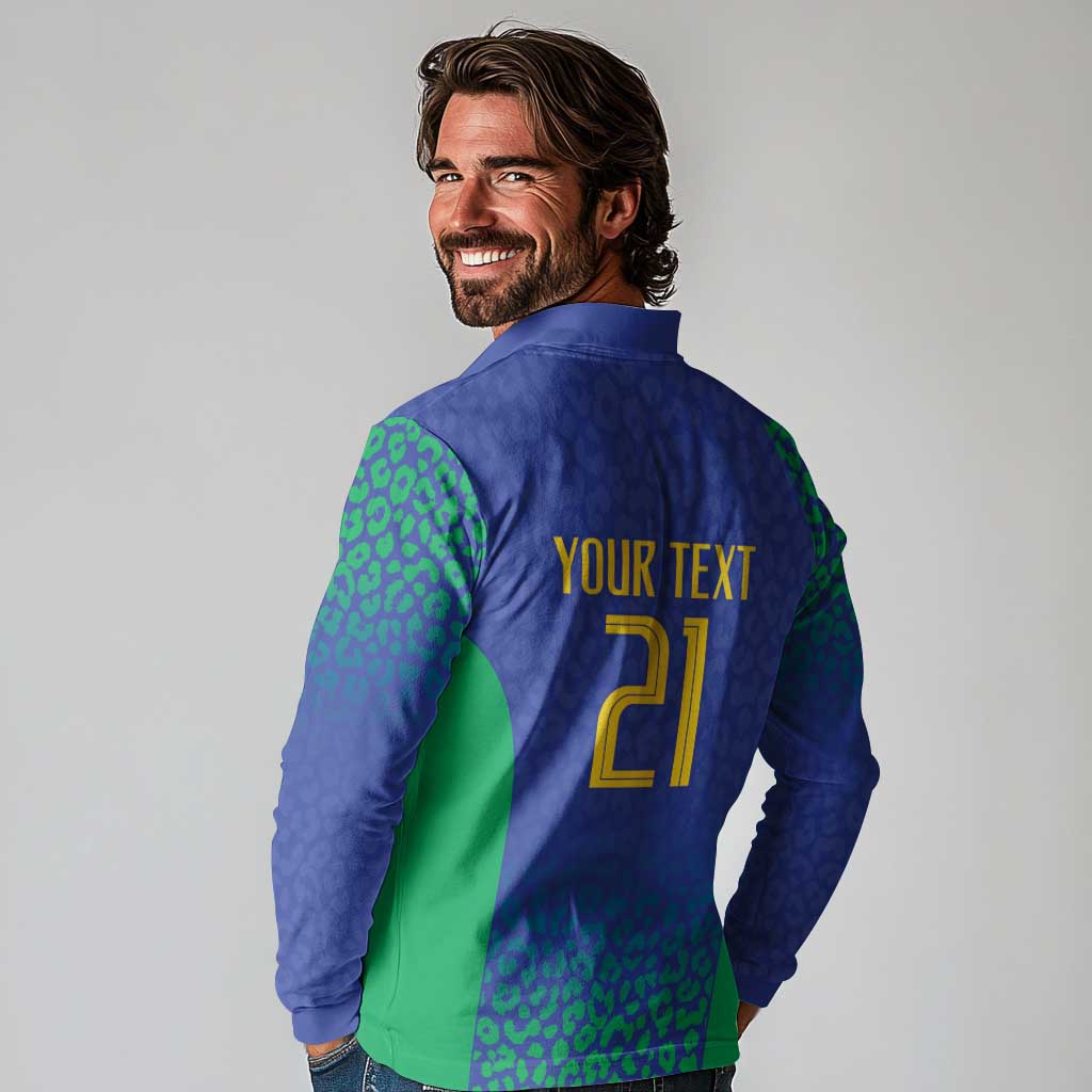 Brazil Canarinho Custom Long Sleeve Polo Shirt Macaw Mascot with Brazil Flag Colors