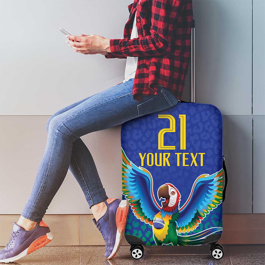 Brazil Canarinho Custom Luggage Cover Macaw Mascot with Brazil Flag Colors