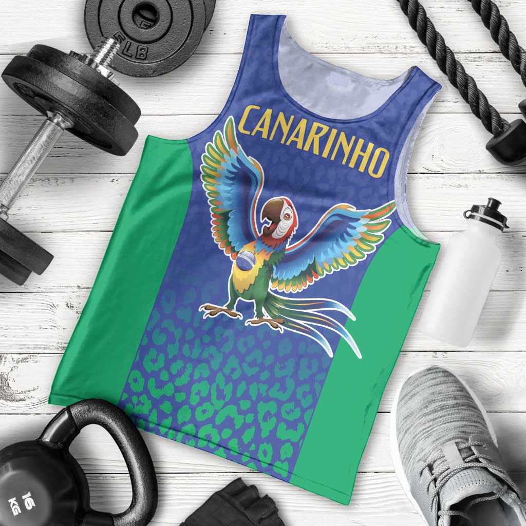 Brazil Canarinho Custom Men Tank Top Macaw Mascot with Brazil Flag Colors