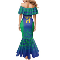 Brazil Canarinho Custom Mermaid Dress Macaw Mascot with Brazil Flag Colors