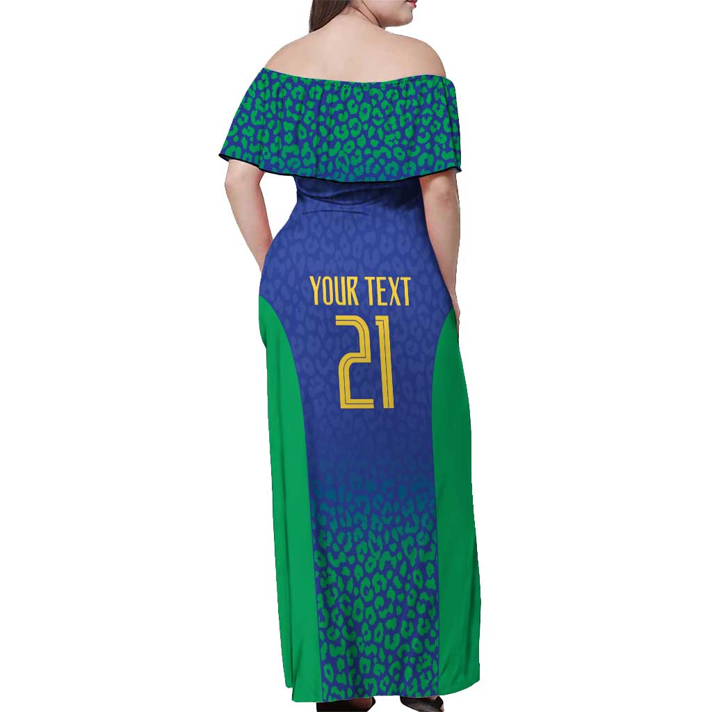 Brazil Canarinho Custom Off Shoulder Maxi Dress Macaw Mascot with Brazil Flag Colors