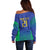 Brazil Canarinho Custom Off Shoulder Sweater Macaw Mascot with Brazil Flag Colors