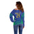 Brazil Canarinho Custom Off Shoulder Sweater Macaw Mascot with Brazil Flag Colors