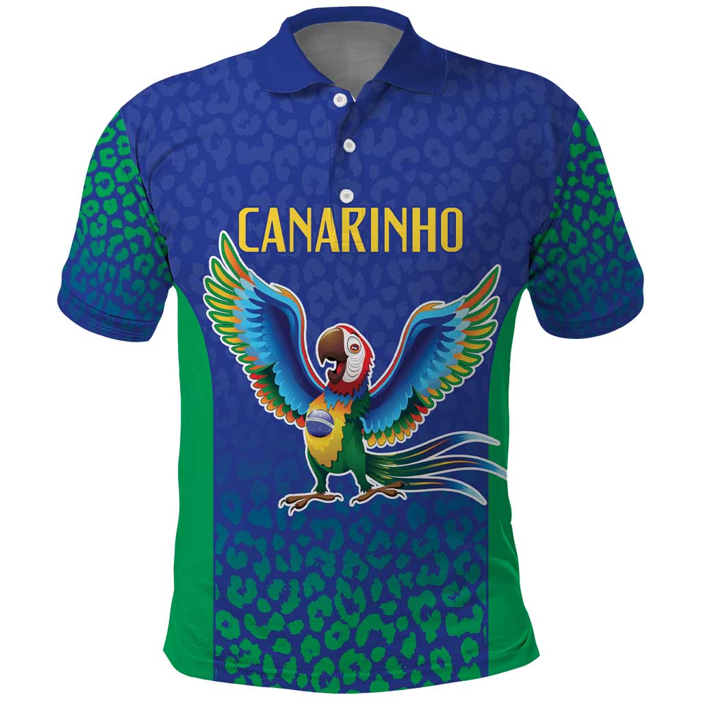 Brazil Canarinho Custom Polo Shirt Macaw Mascot with Brazil Flag Colors