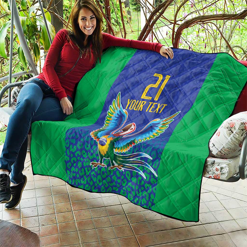Brazil Canarinho Custom Quilt Macaw Mascot with Brazil Flag Colors