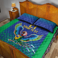 Brazil Canarinho Custom Quilt Bed Set Macaw Mascot with Brazil Flag Colors